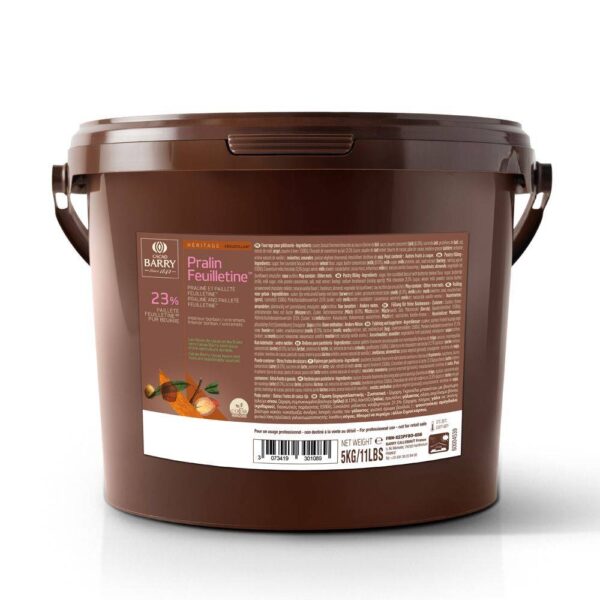 Umplutura de ciocolata cu biscuiti, pastă de alune 12% și migdale 12%,PRALIN FEUILLETINE, 5 kg, CACAO BARRY