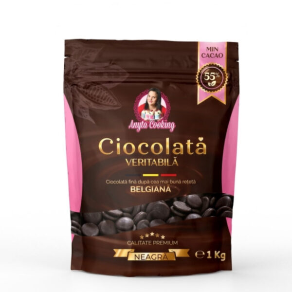 Ciocolată neagră veritabilă, bănuți, 55%, 1kg, Anyta Cooking