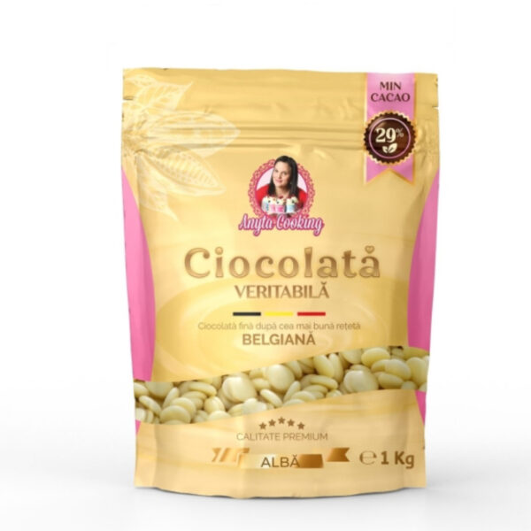 Ciocolată albă veritabilă, bănuți, 29%, 1kg, Anyta Cooking