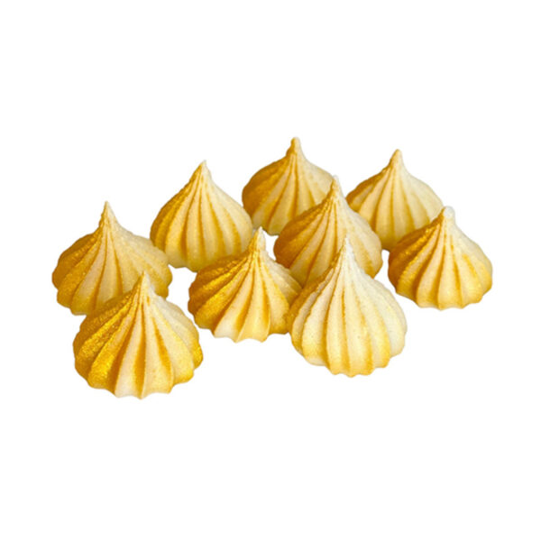 Decorațiune comestibilă din zahăr – albe cu strălucire aurie  - 9 buc