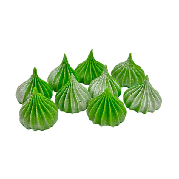 Decorațiune comestibilă din zahăr – verzi cu strălucire argintie  - 9 buc