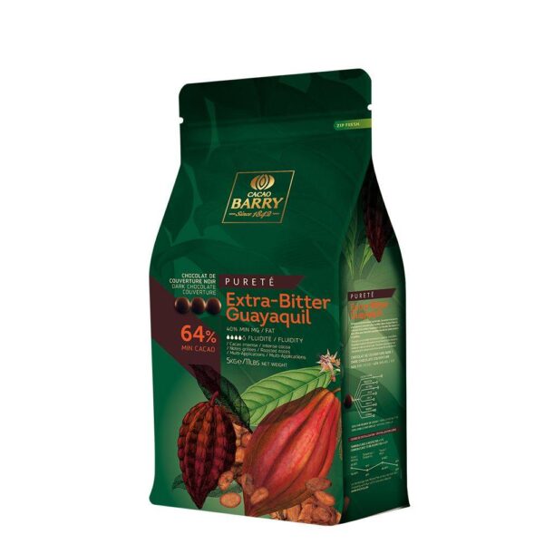 Ciocolată Neagră Extra Bitter GUAYAQUIL, 64%, 5 kg, CACAO BARRY