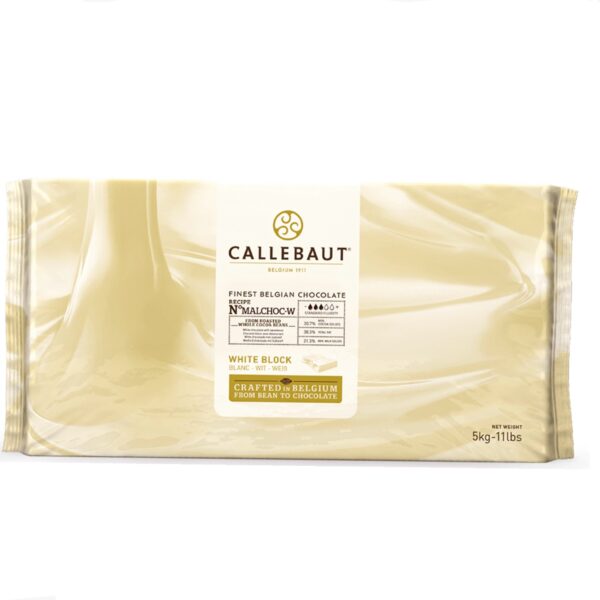 Ciocolată albă bloc, Fără adaos de zahar, cu îndulcitor, cacao 30,7%, 5kg, Callebaut